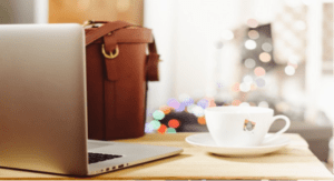 computer and coffee