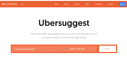  totally free seo tools Ubersuggest a image